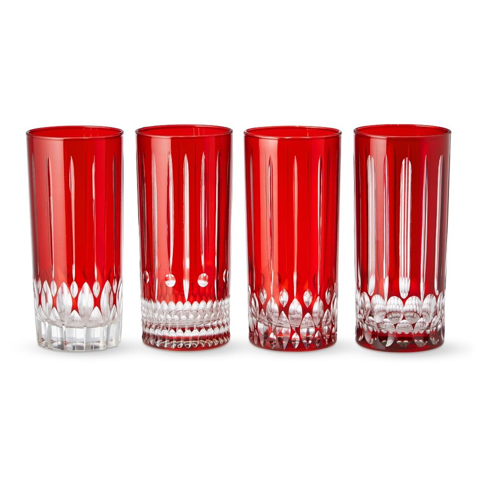 Wilshire Jewel Cut Red Highball Glasses, Set of 4 Williams Sonoma AU